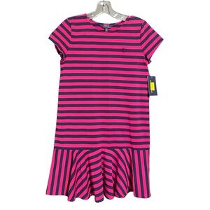 Polo by Ralph Lauren Pink and Navy Striped Kids Dress